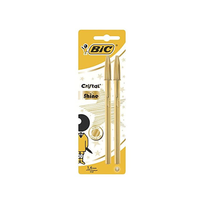 Product BIC Cristal Shine Con Tinta Dorada y Punta Ancha