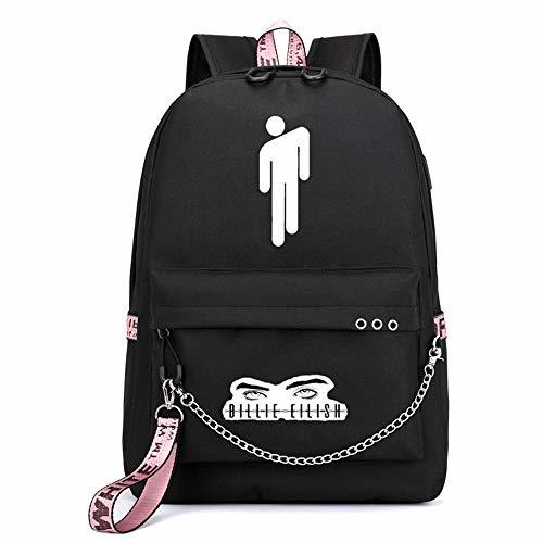 Product Mochila Billie Eilish, Billie Eilish Mochila Escolar Billie Eilish Bolsa con USB