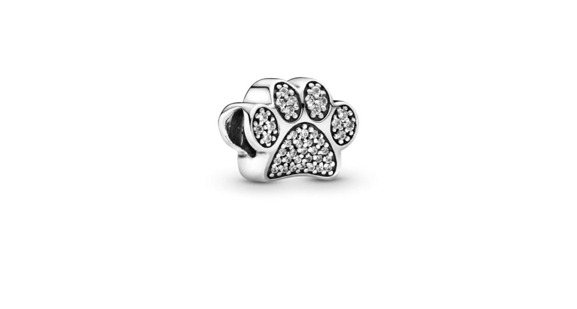 Product Dog Paw Print Charm with Clear CZ