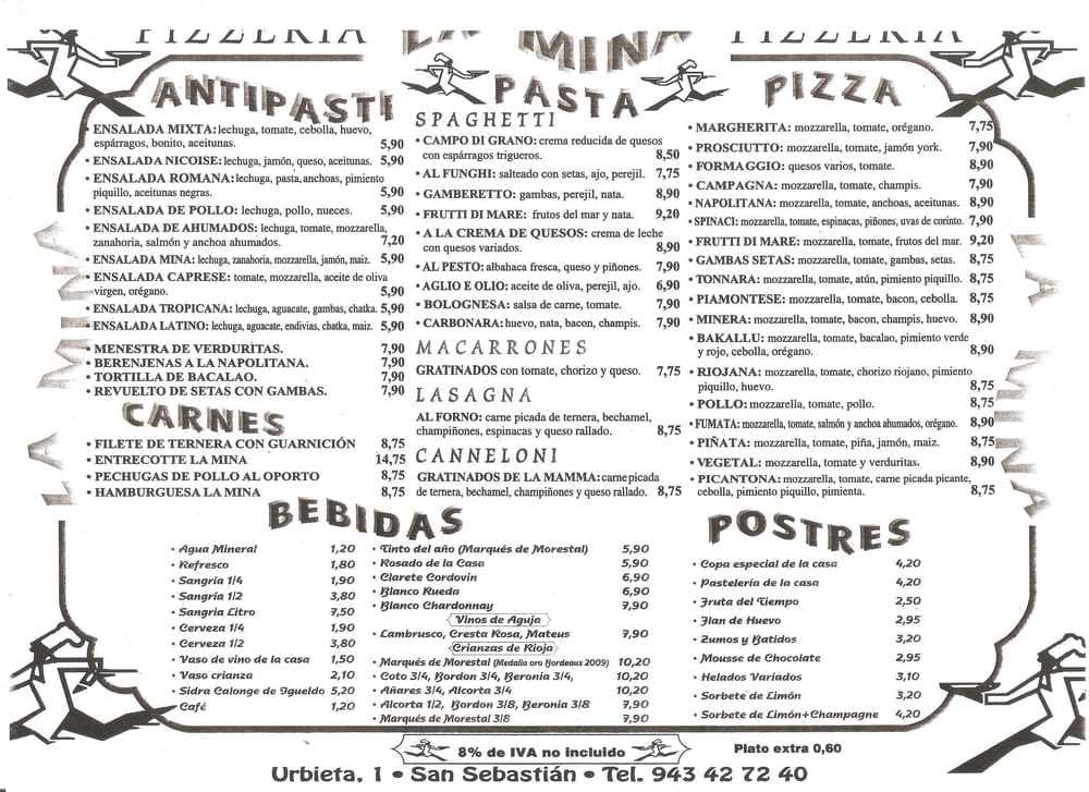 Restaurantes Pizzería La Mina