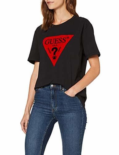 Moda Guess Cn SS Packed T tee Camiseta, Negro