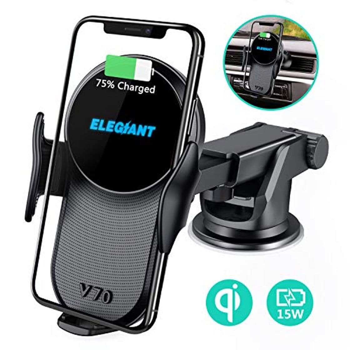 Producto ELEGIANT Cargador Inalámbrico Rápido Coche 10W Qi con Soporte de Carga Inductivo