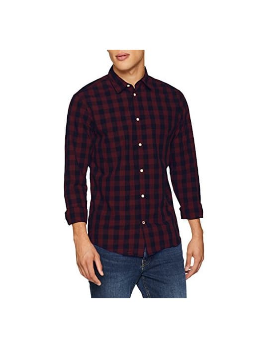 Fashion JACK & JONES Jjegingham Shirt L/s Camisa, Multicolor