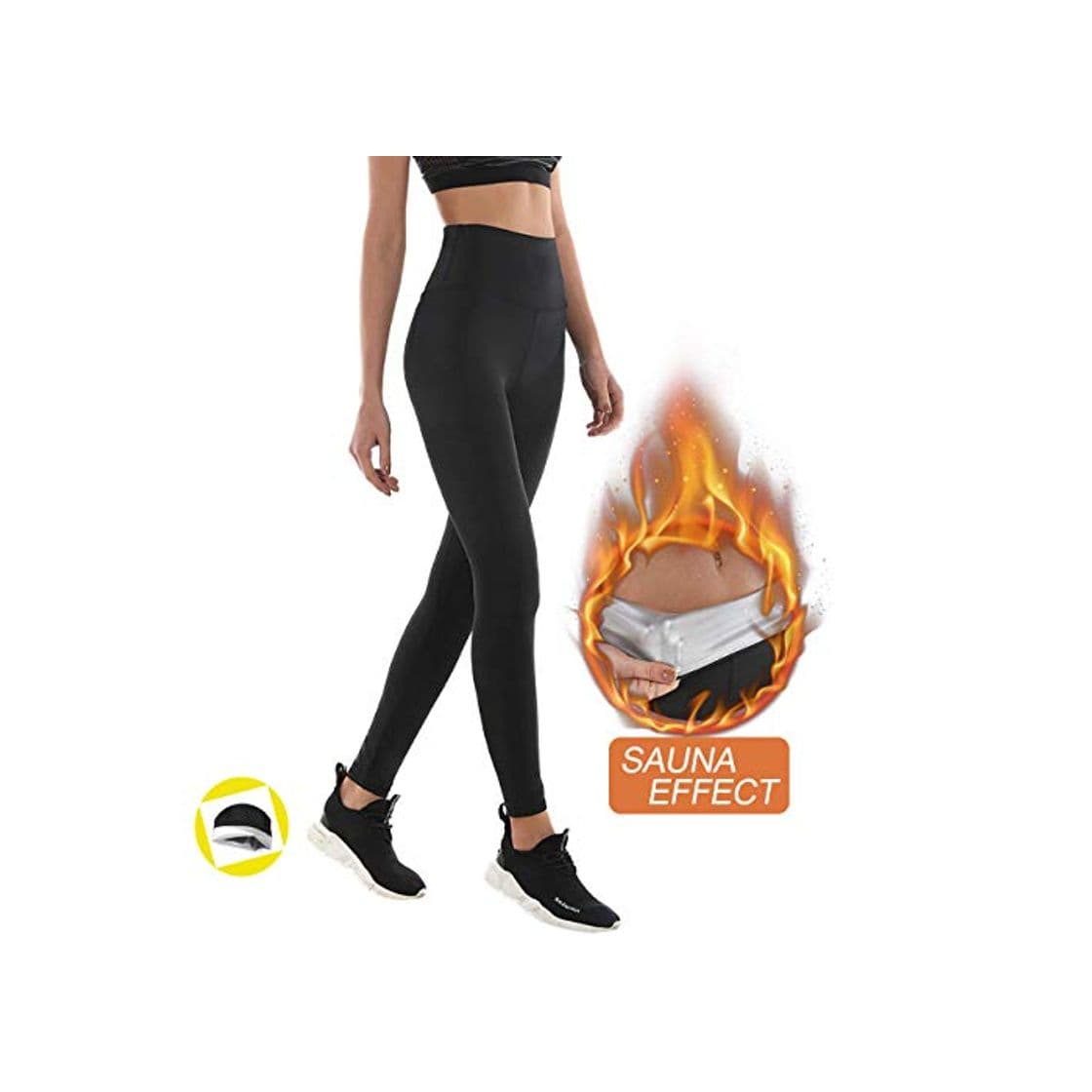 Product Leggins de Sudoracion Adelgazantes Mujer Fitness NANOTECNOLOGÍA, Leggins Anticeluliticos Push Up Cintura