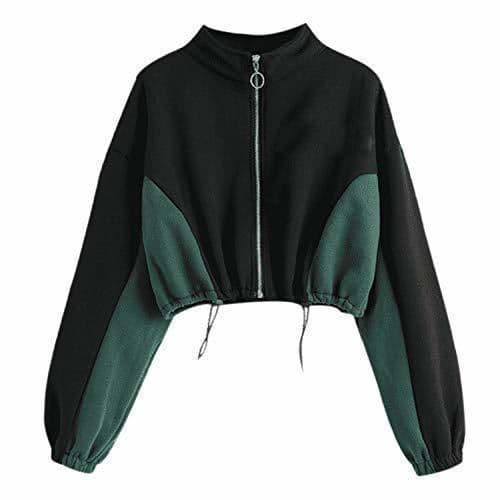 Fashion Pragmaticv Sudadera Corta Mujer Blusas y Tops Sudaderas Color Manga Larga Ropa