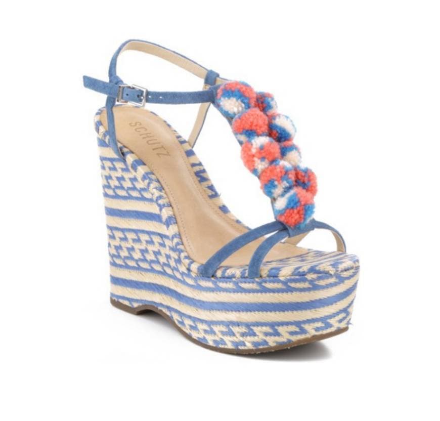 Fashion SCHUTZ - pom pom wedge sandals