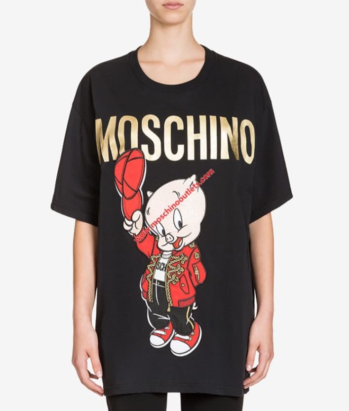 Moda Moschino Chinese Pig Year T-Shirt Black