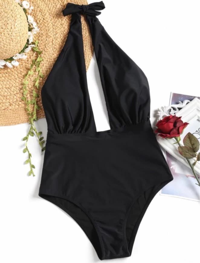 Product Low Cut High Waisted One Piece Swimsuit 