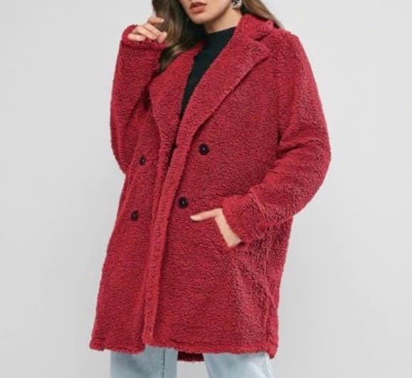 Product Lapel Pocket Longline Faux Fur Coat 