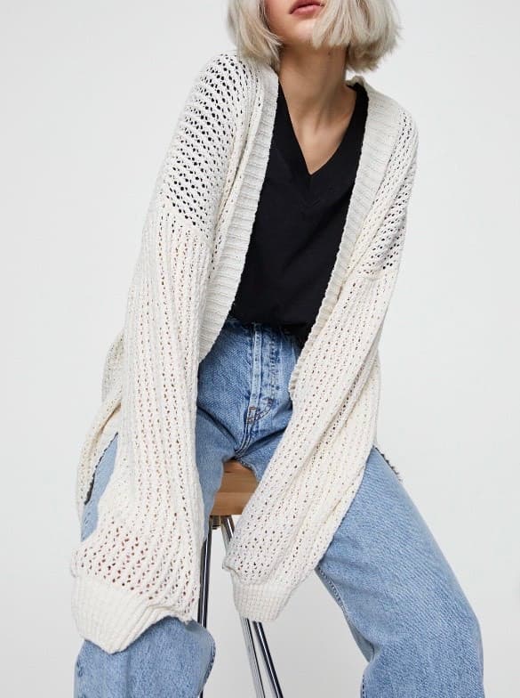 Product Bouclé open knit cardigan 