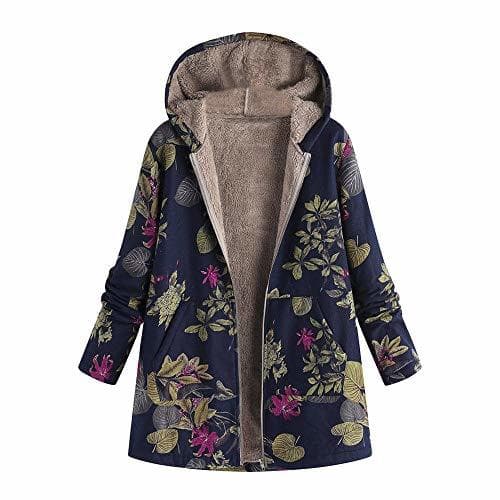 Fashion Abrigos para Mujer Invierno Chaqueta Suéter Floral Bolsillos con Capucha Jersey Tallas