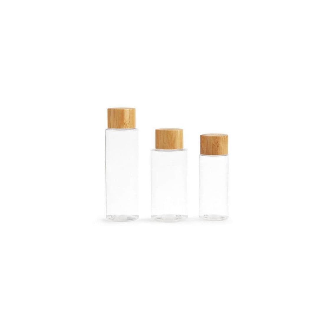 Product Pack 3 frascos viagem tampa bambu transparentes