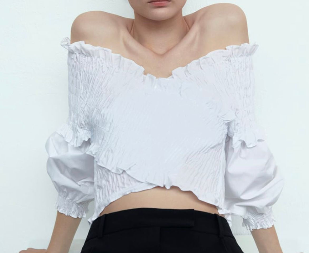 Fashion Blusa Cropped com Elásticos