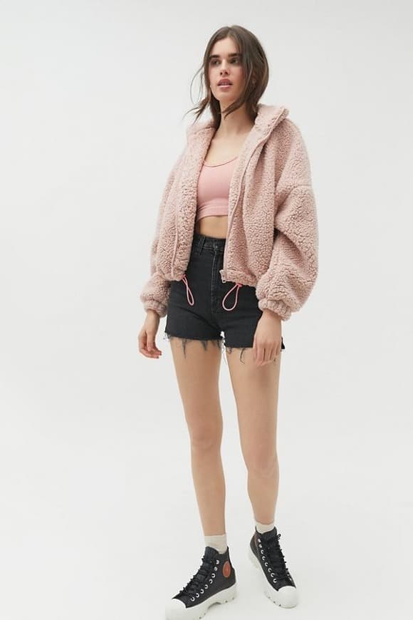 Product UO Willow Fuzzy Drawstring Teddy Jacket