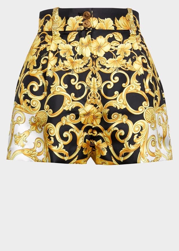 Producto Versace High Waisted Gold Hibiscus Print Shorts