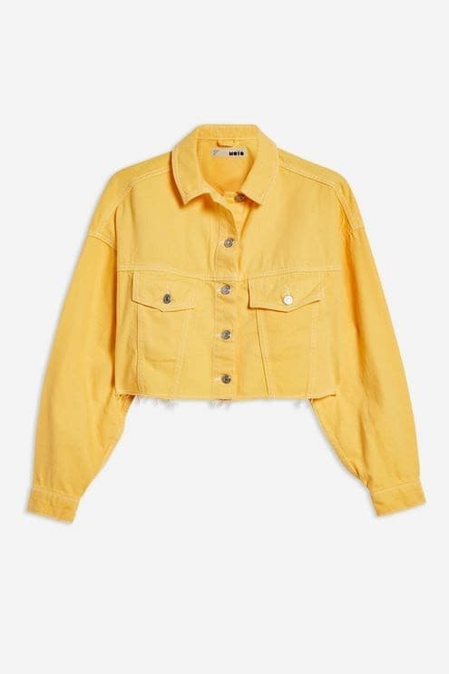 Product Yellow Hacked Denim Jacket