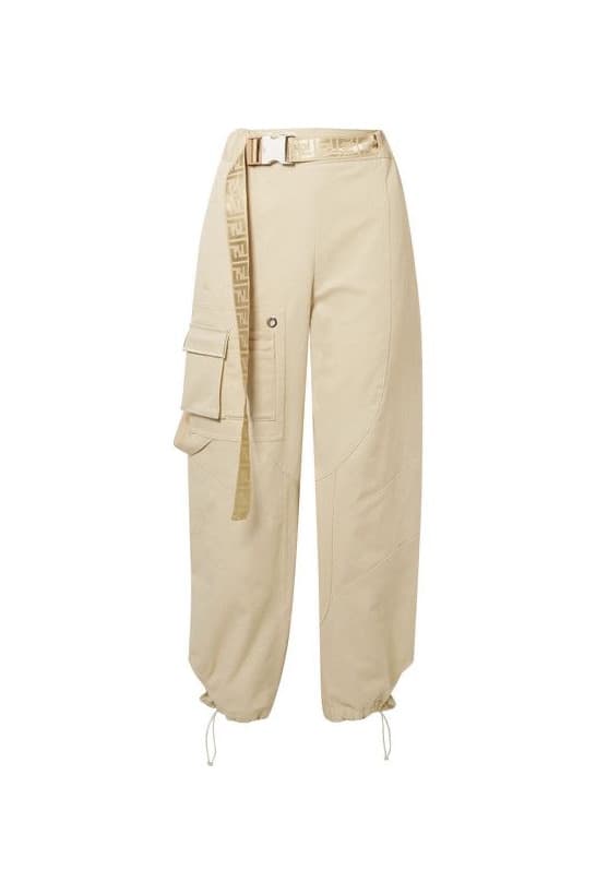 Product Belted cotton-blend drill tapered pants