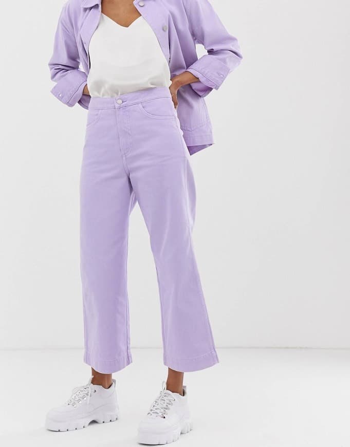 Product Weekday wide leg cropped jeans in lilac