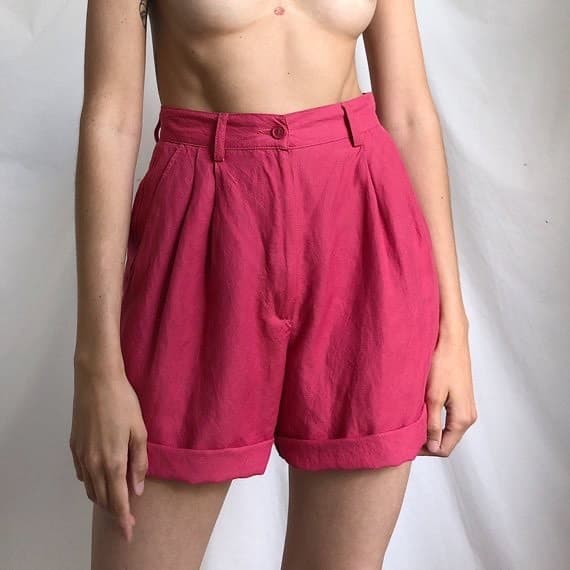 Product 80s pink Italian linen high waist shorts