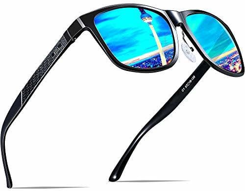 Product ATTCL Hombre Gafas de sol Polarizado Al-Mg Metal Super Ligero Marco 18587blue