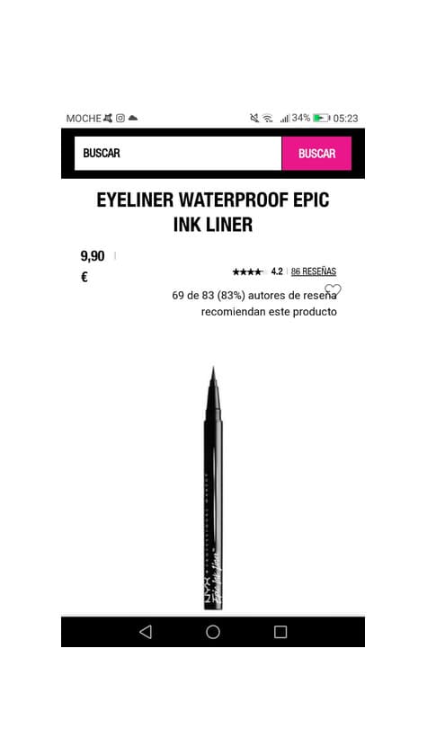 Product EYELINER WATERPROOF EPIC INK LINER NYX