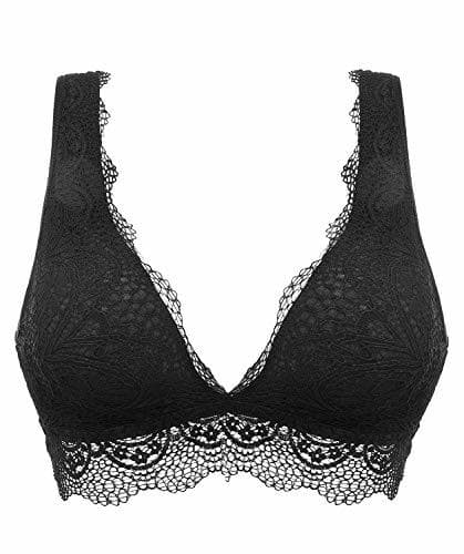 Fashion YIANNA Mujer Sujetador De Encaje sin Acolchado Sujetadores Push up Elasticidad Lace