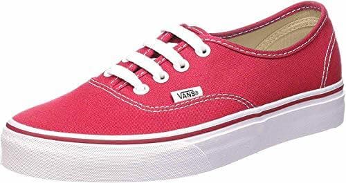 Fashion Vans Authentic, Zapatillas de Tela Unisex, Rojo