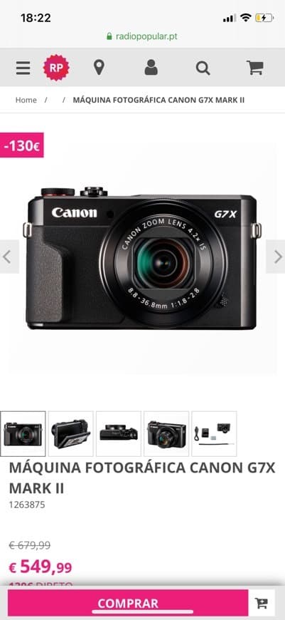 Producto Canon g7x Mark II