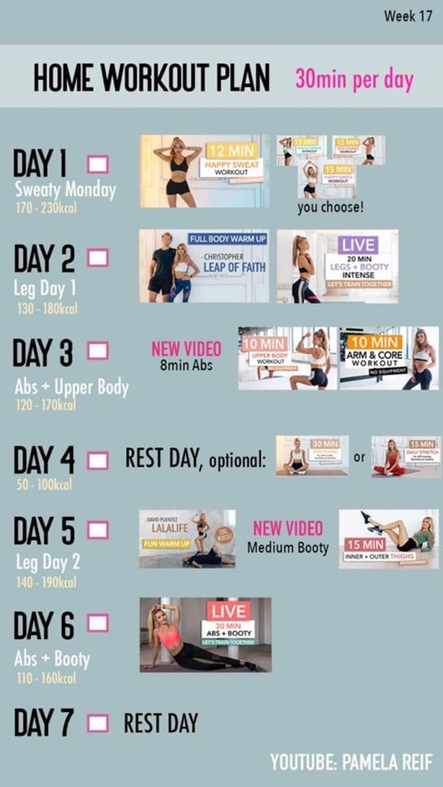 Moda 30 min workout plan (17 week)