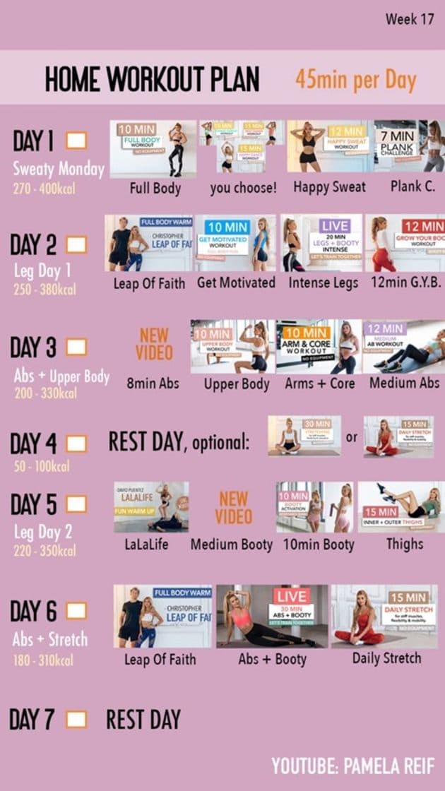 Moda 45 min workout plan (17 week)