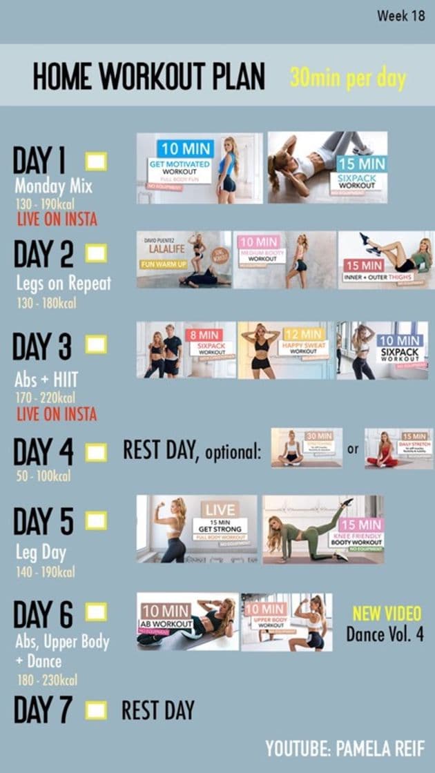 Moda 30 min workout plan (18 week) 