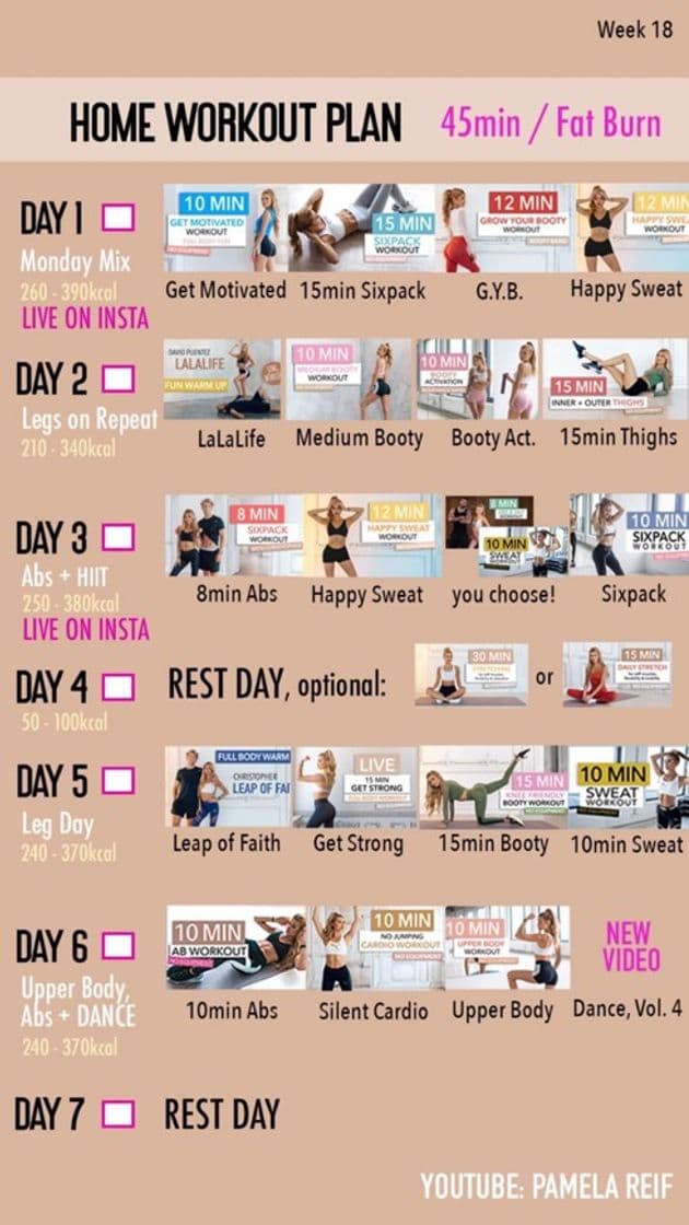 Moda 45 min fat burn workout plan (18 week)