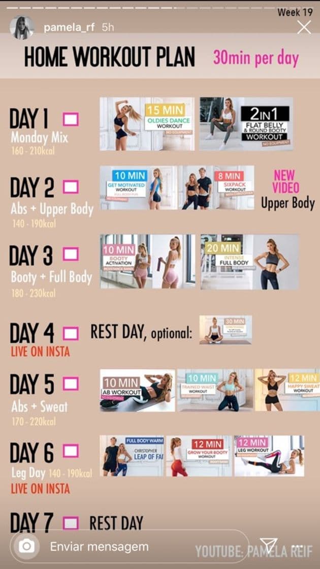 Moda 30 min workout plan (19 week)