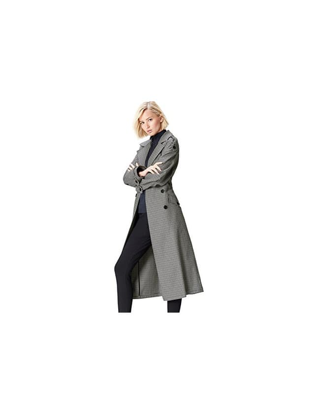 Fashion find. Gabardina Oversized de Cuadros para Mujer , Gris