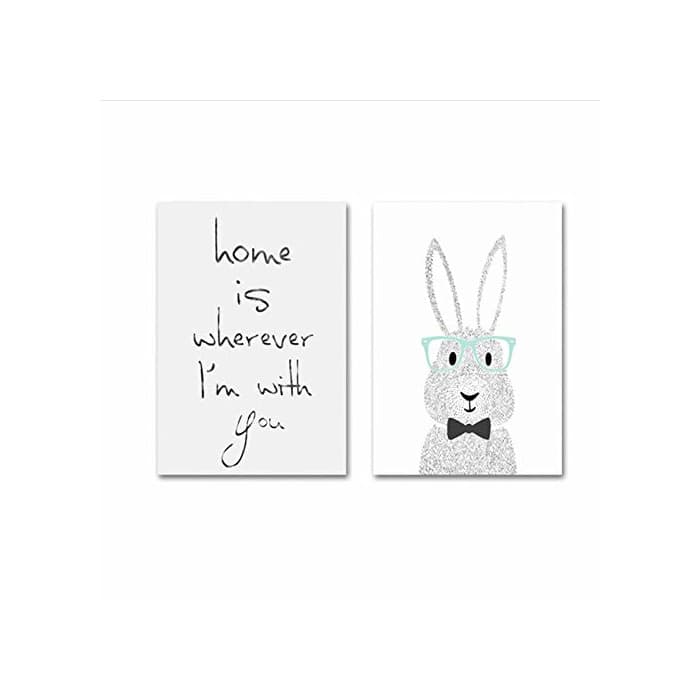 Home SQWPATS Sweet Home is Where I with You Rabbit Nursery Canvas Print