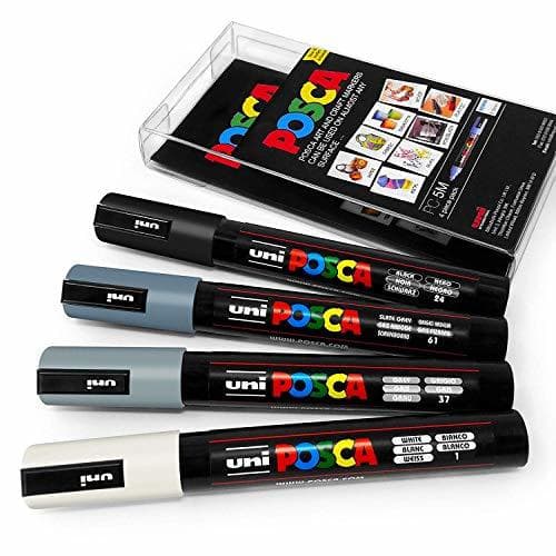 Home Posca Couleur Tones - PC-5 M Art marqueur - Lot de 4 - Portefeuille en plastique