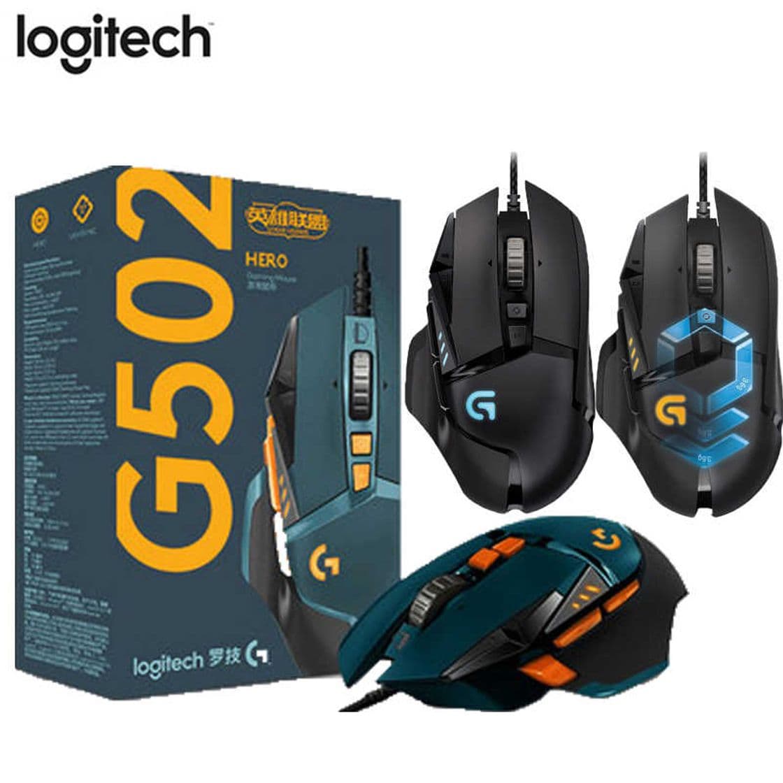 Electrónica Logitech G502 Hero Ratón para Gaming con Sensor Hero