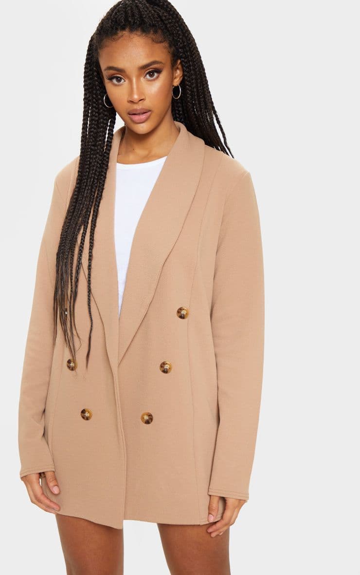 Product Camel Oversized Button Detail Blazer