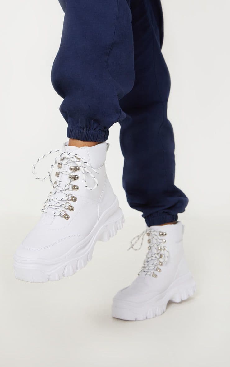 Product White Flatform Chunky Hiker Boot Trainers