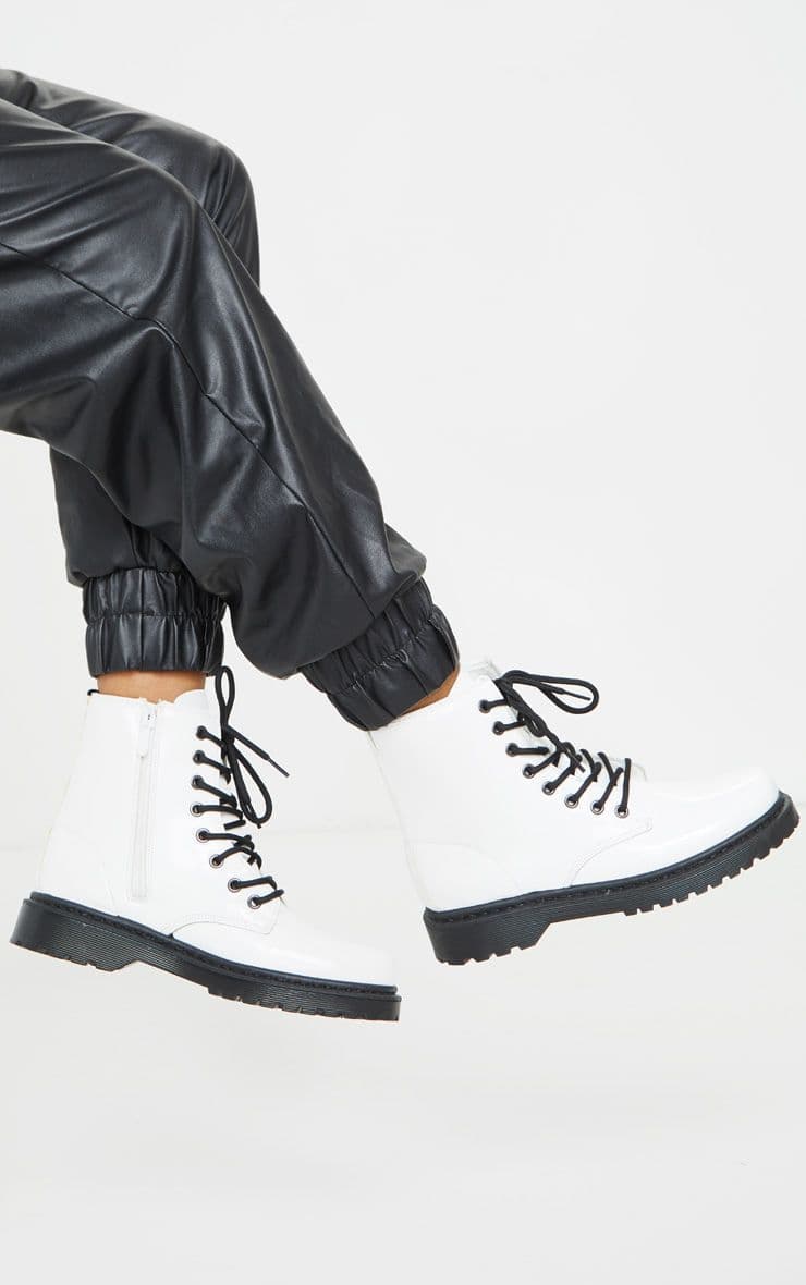 Product White Wide Fit Lace Up Chunky Boots