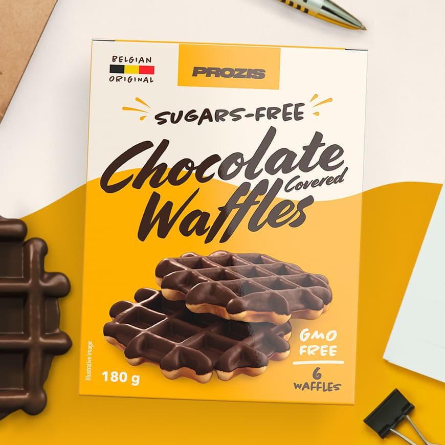 Producto Waffles cobertos com chocolate sem açúcar 