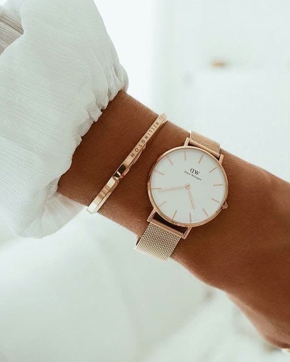 Fashion DW Petite Melrose Gold White