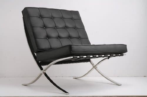 Elemento de la categoría hogar Ludwig Mies ven der Rohe Barcelona Pavilion silla negro piel italiana para