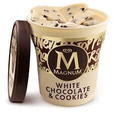 Moda 
GELADO MAGNUM CHOCOLATE BRANCO E COOKIES 