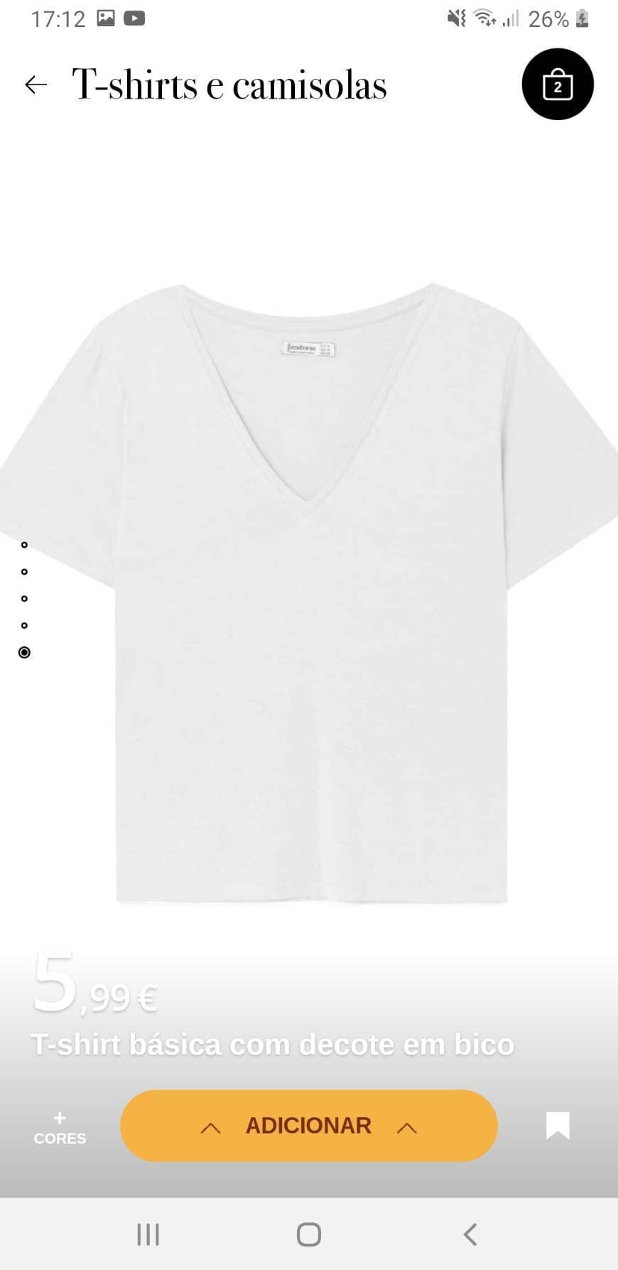 Fashion T-shirt básica com decote em bico 