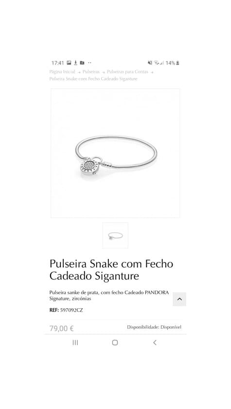 Product Pulseira Snake com Fecho Cadeado Siganture Pandora