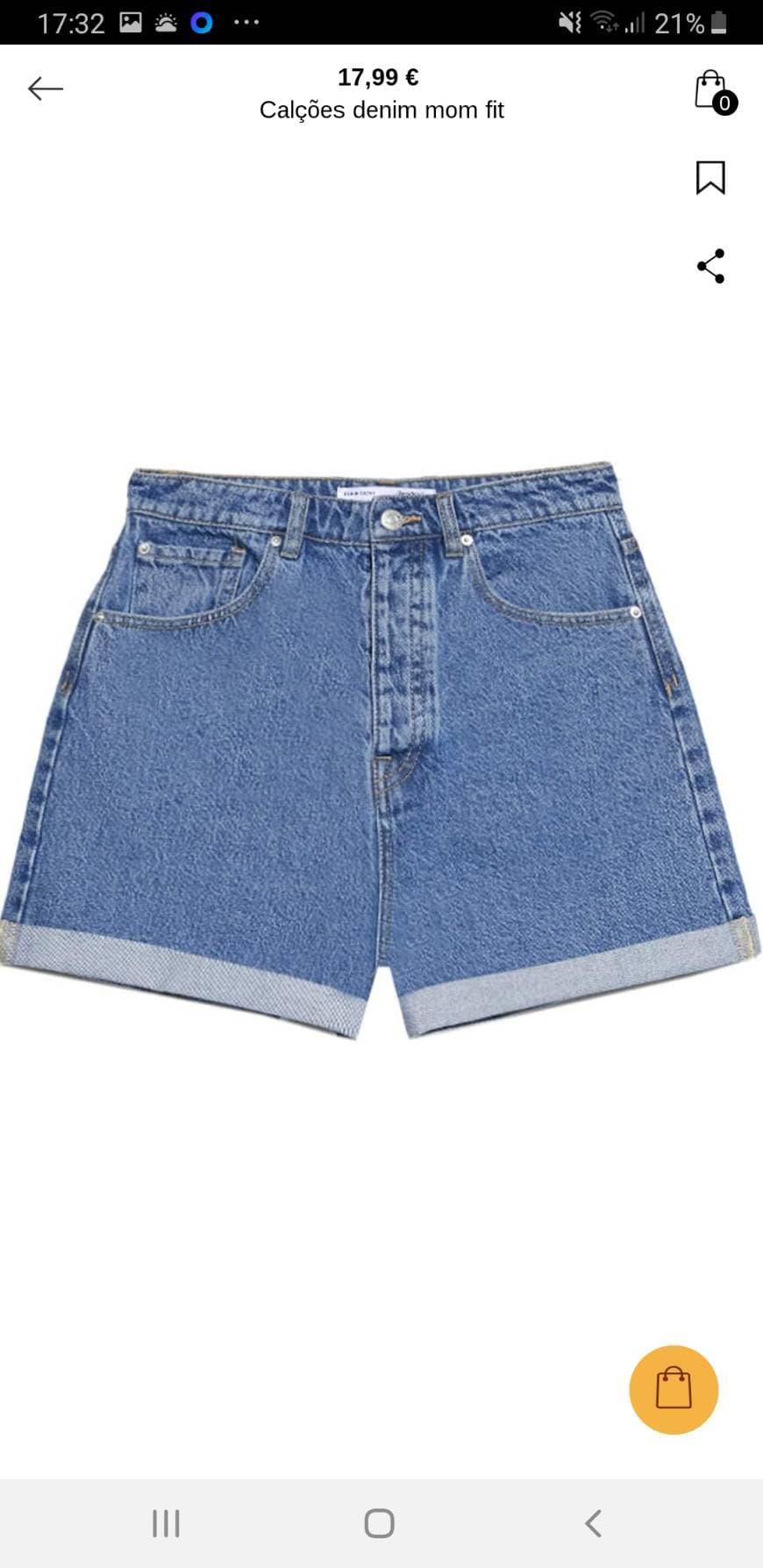 Fashion Calções denim mom fit