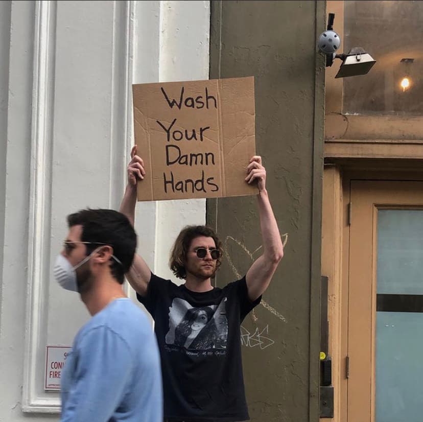 Moda Dude with sign
