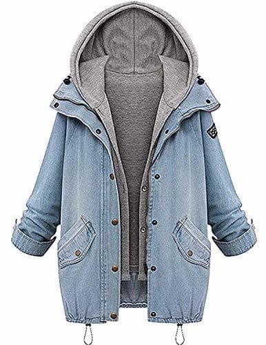 Place BYD Mujeres 2 en 1 Dos piezas Abrigo Denim Chaquetas de Mezclilla