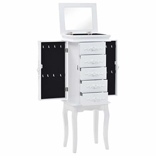 Electronic vidaXL Armario Joyero Pie Blanco Clóset Mueble Organizador Repisas Estantería